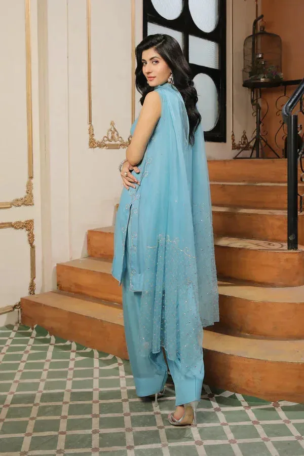 Baad E Saba Coral Raw Silk – view 3 – Poshaq