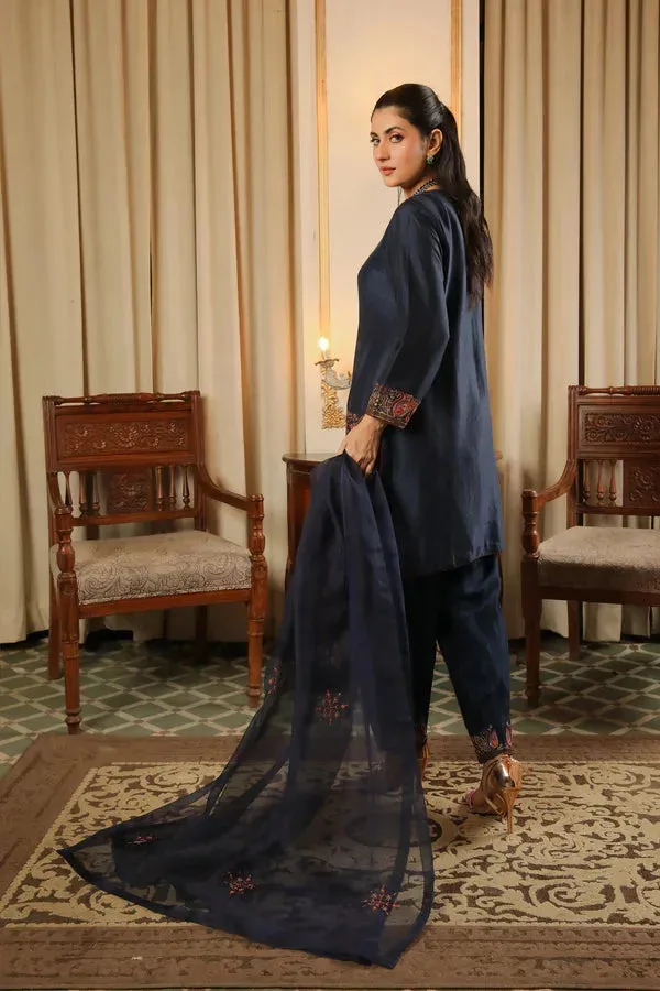 Baad E Saba Blue Raw Silk – view 3 – Poshaq