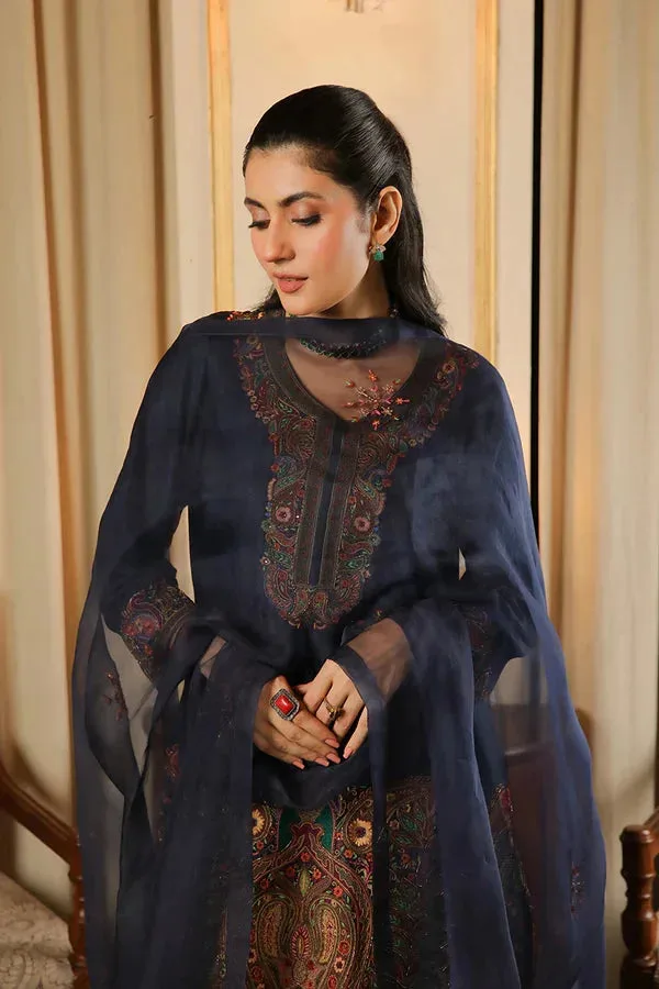 Baad E Saba Blue Raw Silk – view 4 – Poshaq