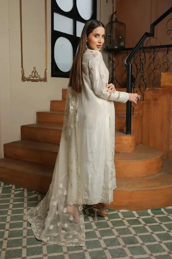 Baad E Saba White Raw Silk – view 2 – Poshaq