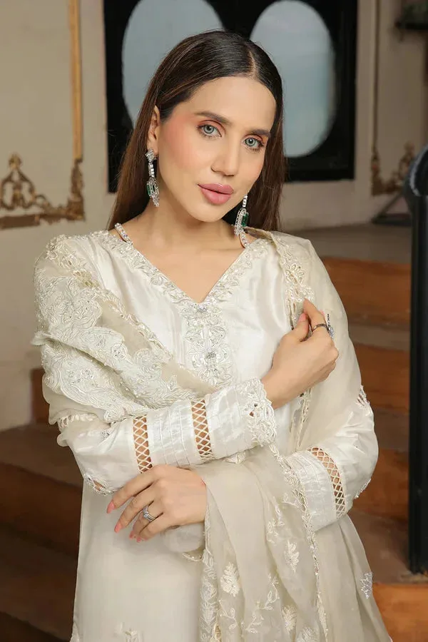 Baad E Saba White Raw Silk – view 4 – Poshaq