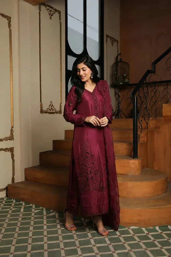 Baad E Saba Maroon Raw Silk – view 1 – Poshaq