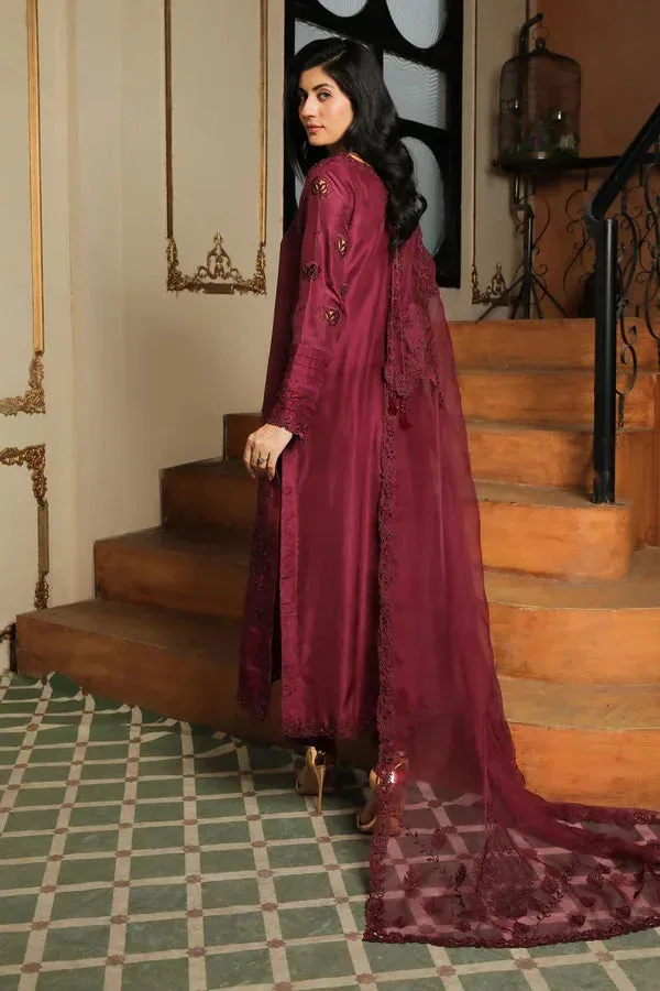 Baad E Saba Maroon Raw Silk – view 2 – Poshaq