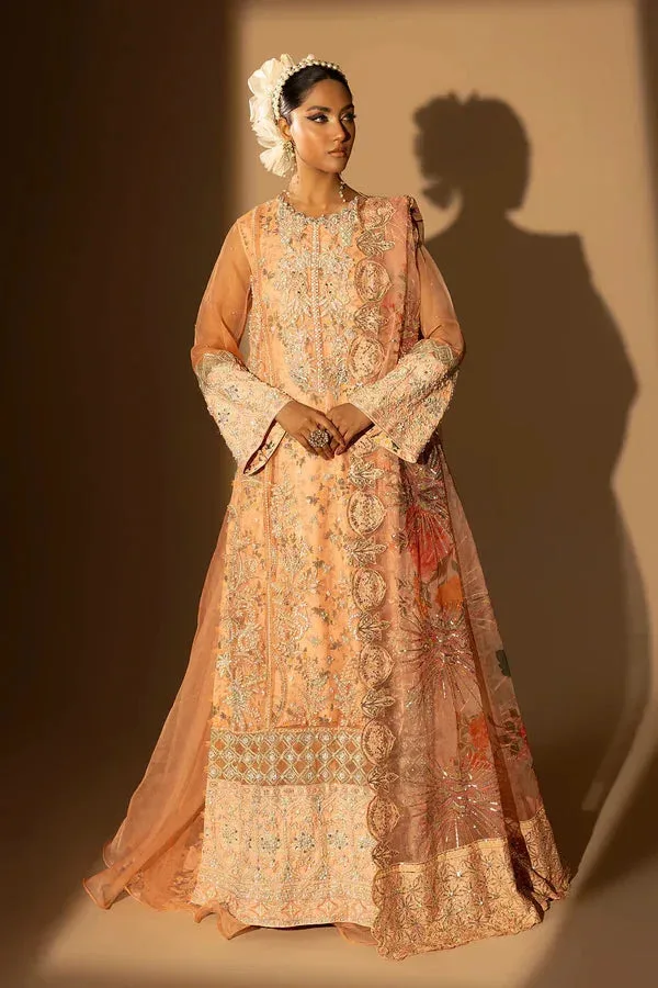 Tabeer Peach Raw Silk – view 1 – Poshaq