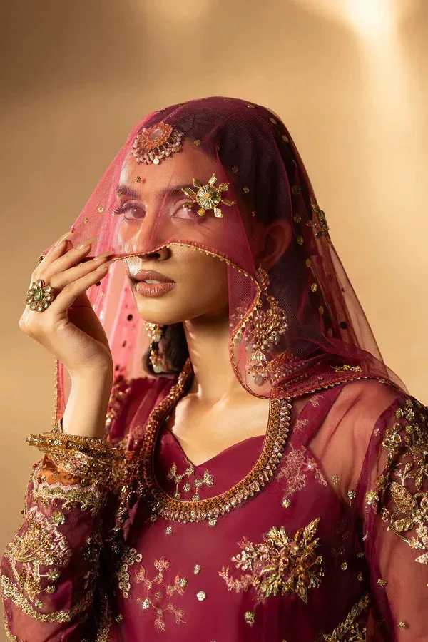 Tabeer Maroon Organza – view 4 – Poshaq