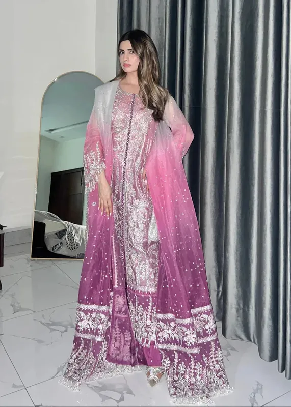 Tabeer Magenta Organza – view 1 – Poshaq