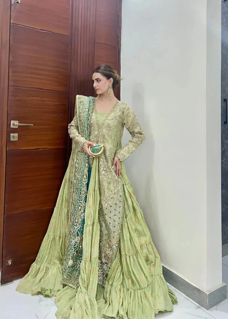 Tabeer Green Organza – view 3 – Poshaq