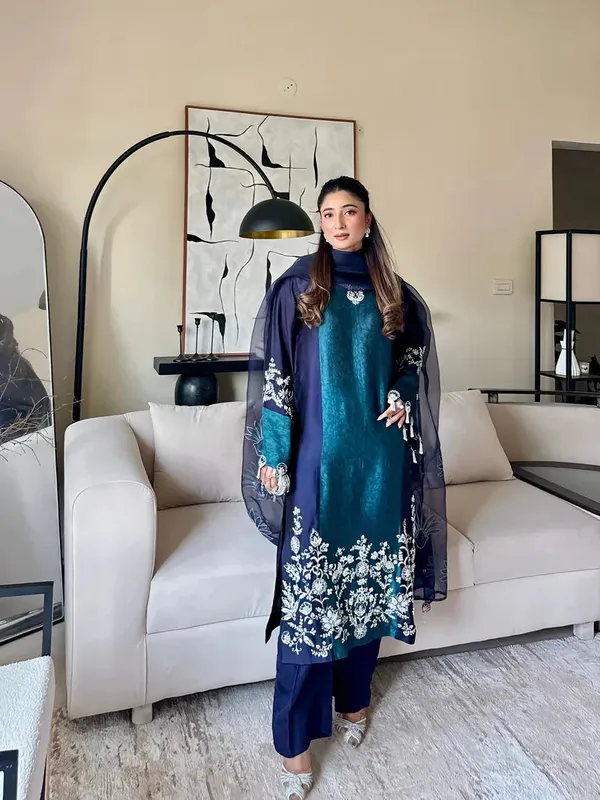 Iffat Silk Edit Silver Organza – view 1 – Poshaq