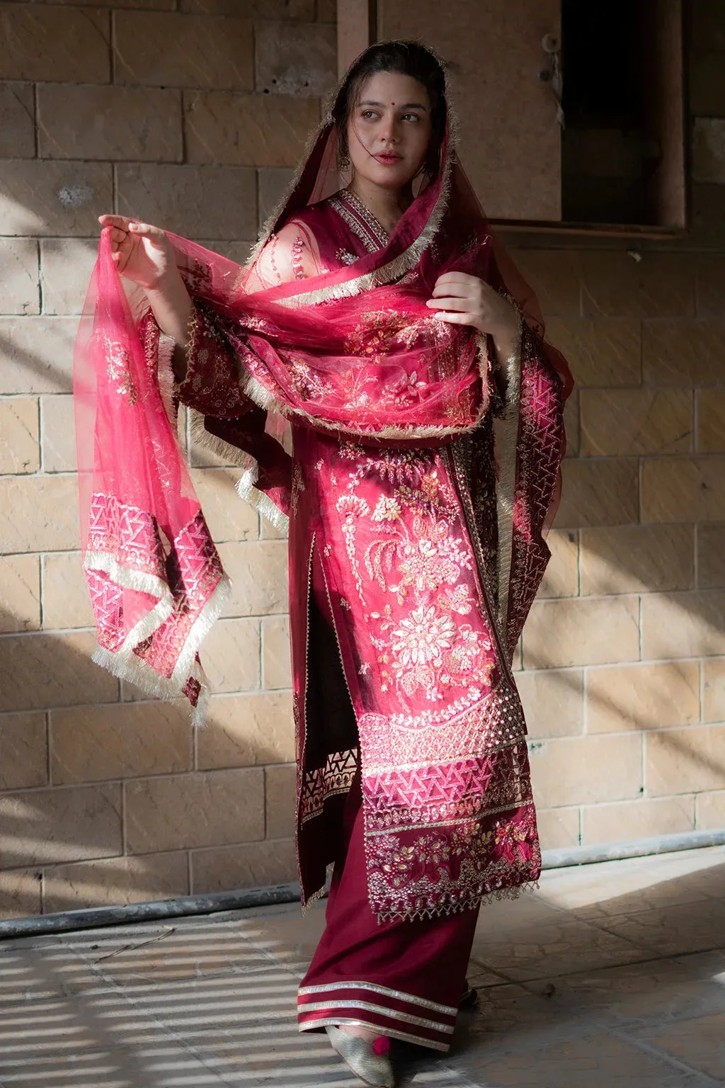 Maroon Raw Silk – view 2 – Poshaq