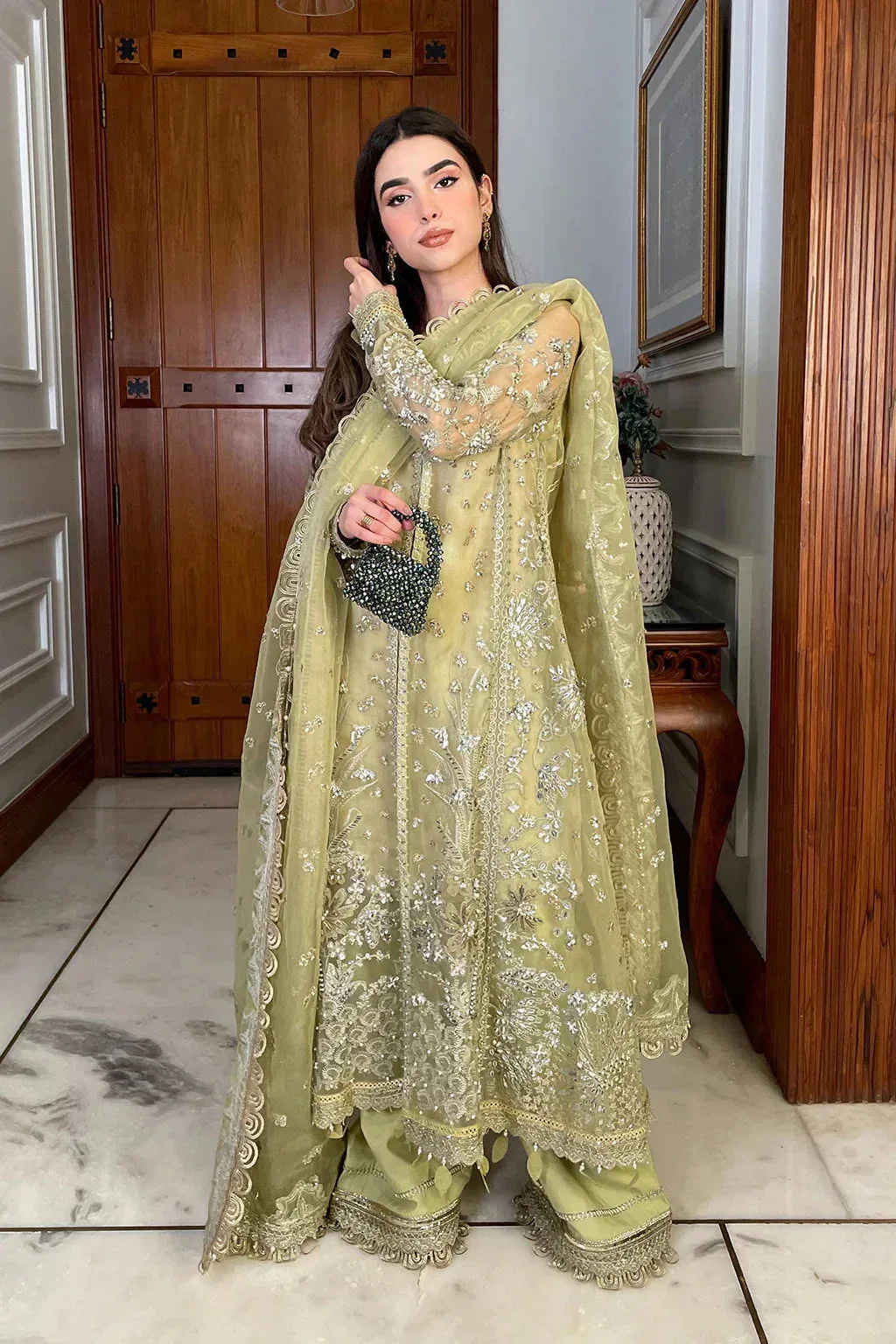 Green Raw Silk – view 1 – Poshaq