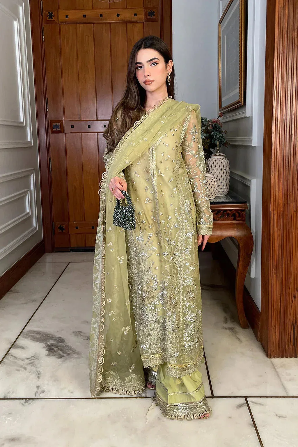 Green Raw Silk – view 2 – Poshaq