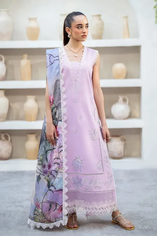 Luxe Eid Lawn 24 Lilac Organza – view 1 – Poshaq