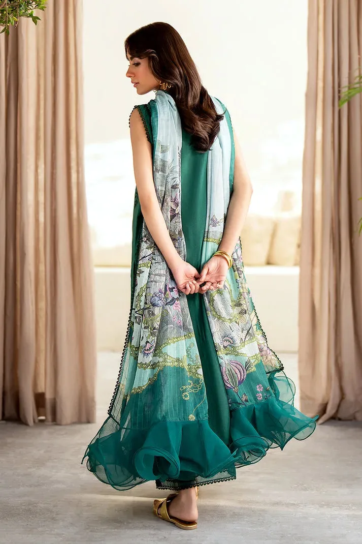 Luxe Eid Lawn 24 Green Organza – view 2 – Poshaq