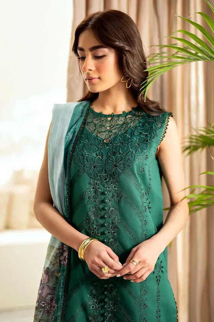 Luxe Eid Lawn 24 Green Organza – view 3 – Poshaq
