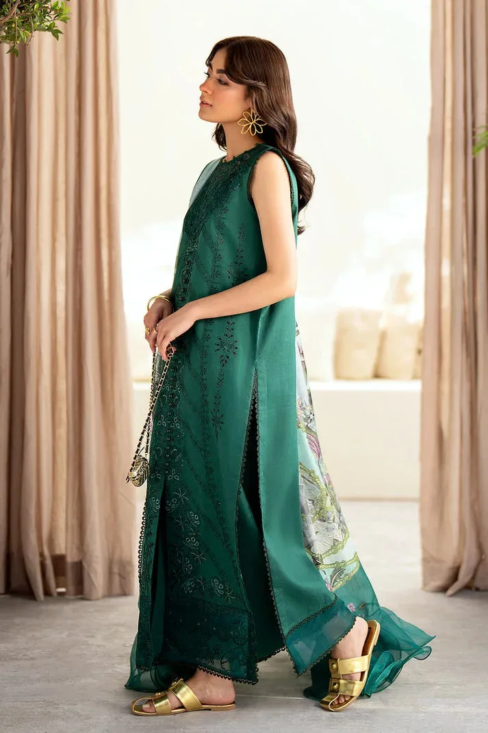 Luxe Eid Lawn 24 Green Organza – view 5 – Poshaq