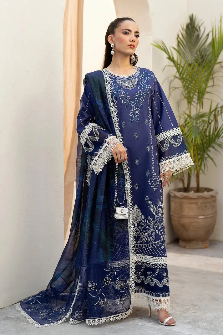 Luxe Eid Lawn 24 Blue Organza – view 1 – Poshaq