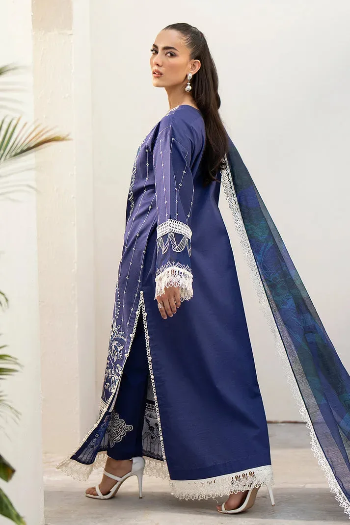 Luxe Eid Lawn 24 Blue Organza – view 2 – Poshaq