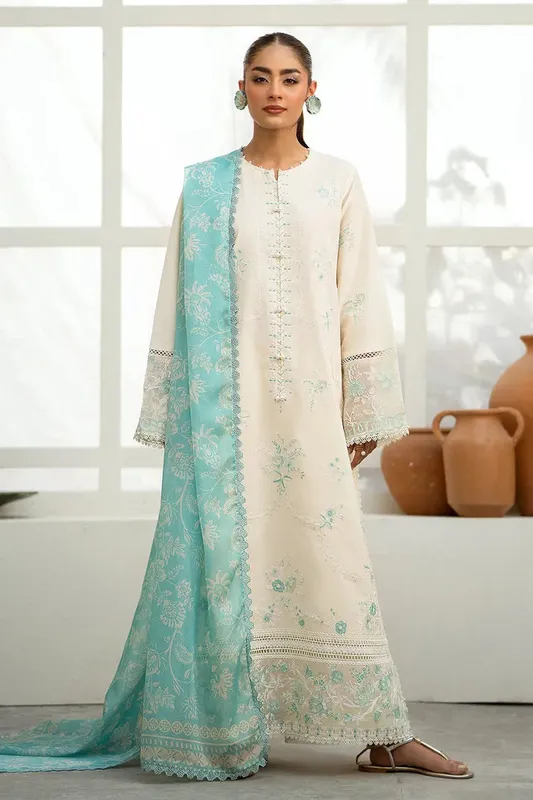 Luxe Eid Lawn 24 White Organza – view 1 – Poshaq