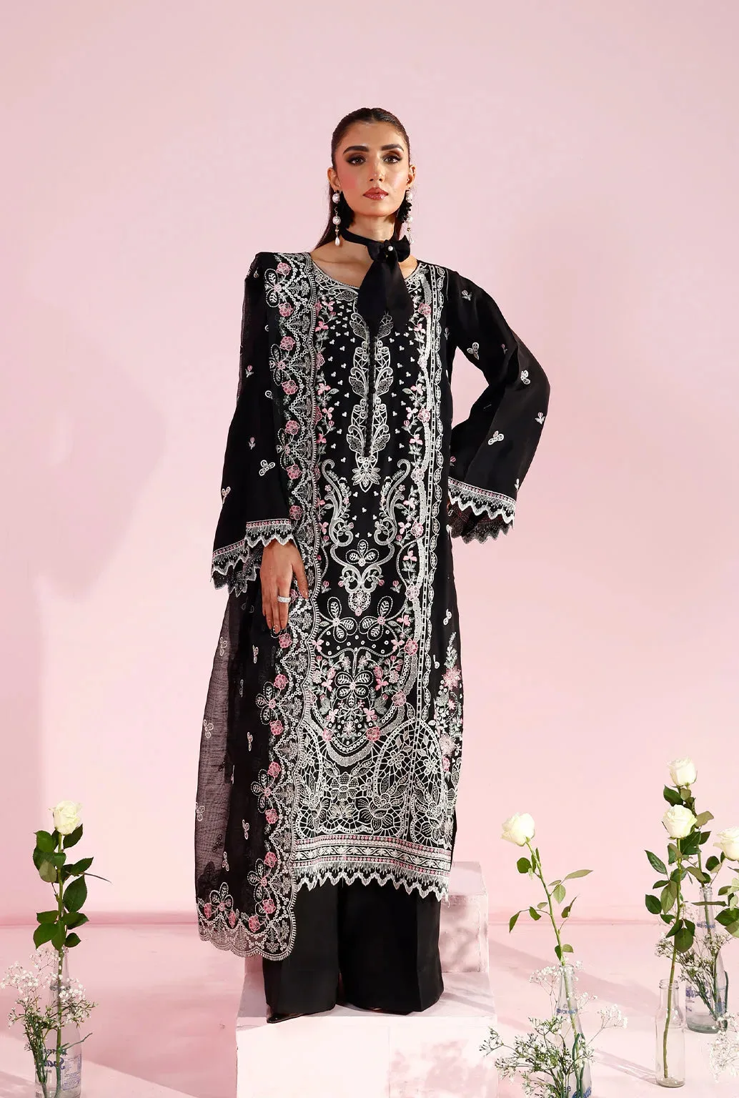 EID EDIT'26 Black Raw Silk – view 1 – Poshaq