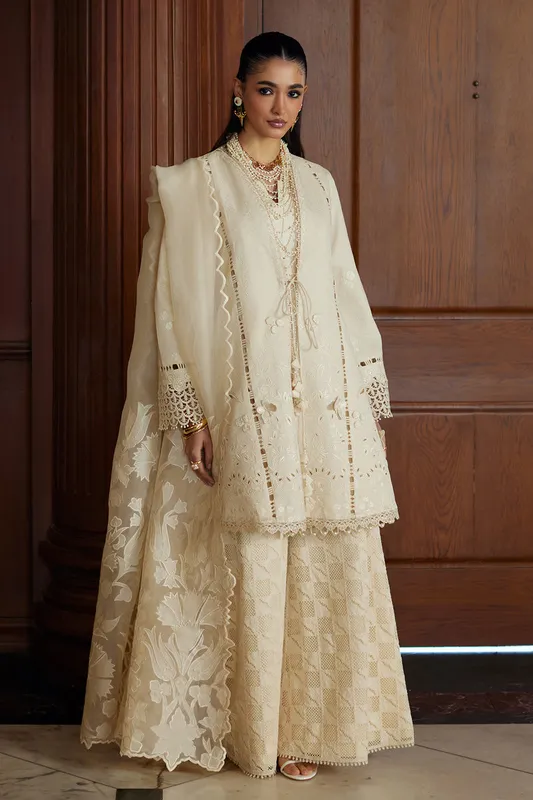 Summer Eid Pret 26 White Organza – view 1 – Poshaq