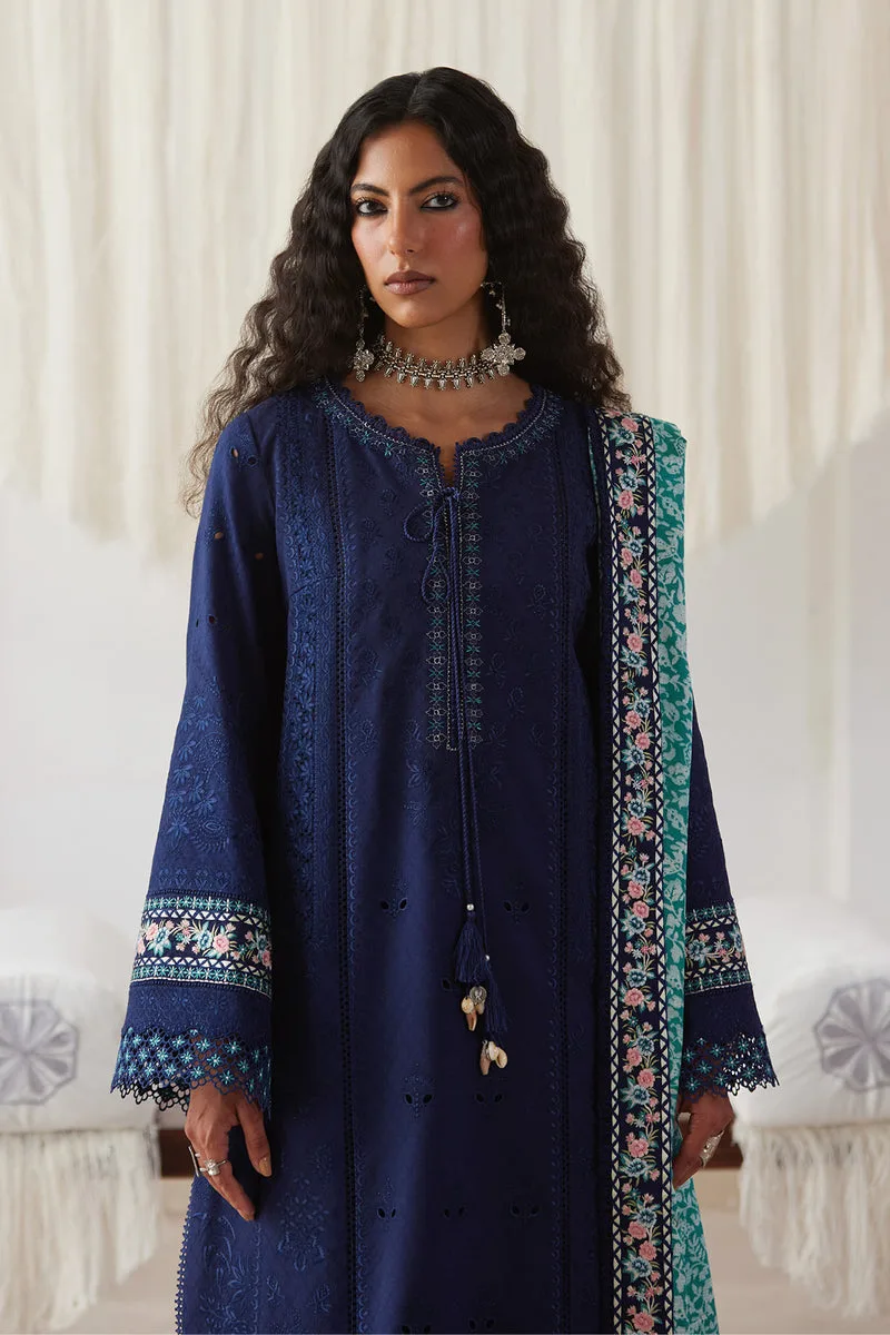 Depalpur Lawn 26 Navy Blue Silk – view 4 – Poshaq