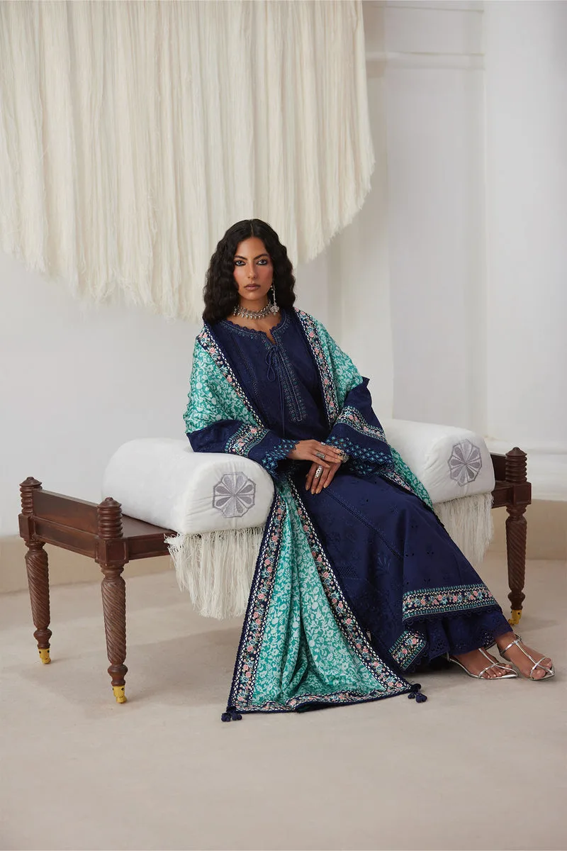 Depalpur Lawn 26 Navy Blue Silk – view 5 – Poshaq