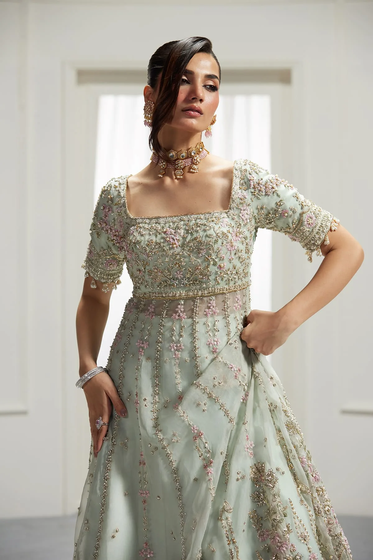 Lolita Bridals Green Raw Silk – view 3 – Poshaq