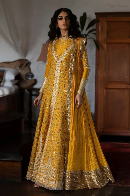 silk Formals Mustard Raw Silk – view 1 – Poshaq