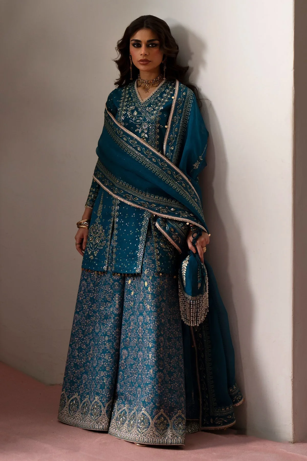 silk Formals Teal Organza – view 1 – Poshaq