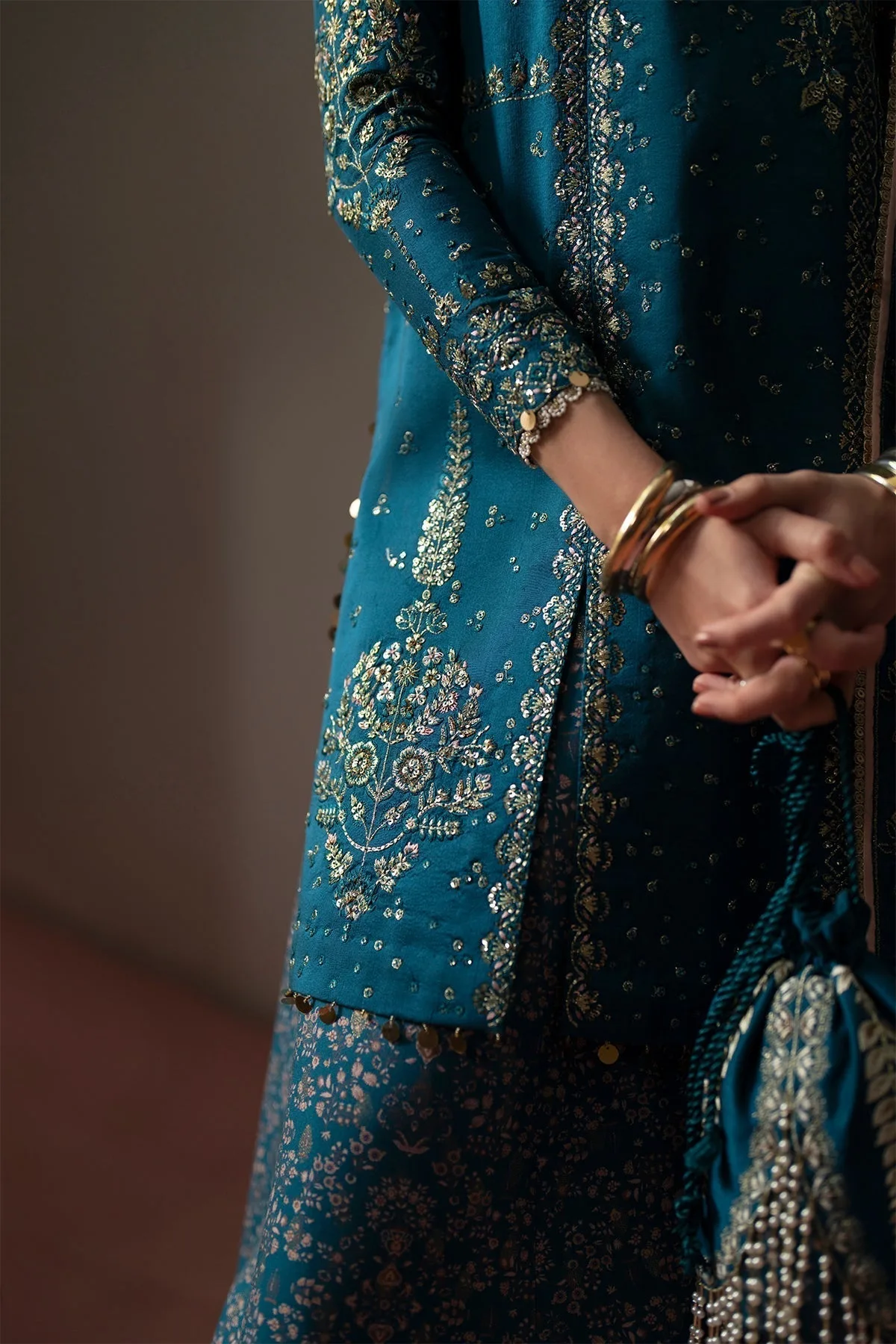 silk Formals Teal Organza – view 4 – Poshaq