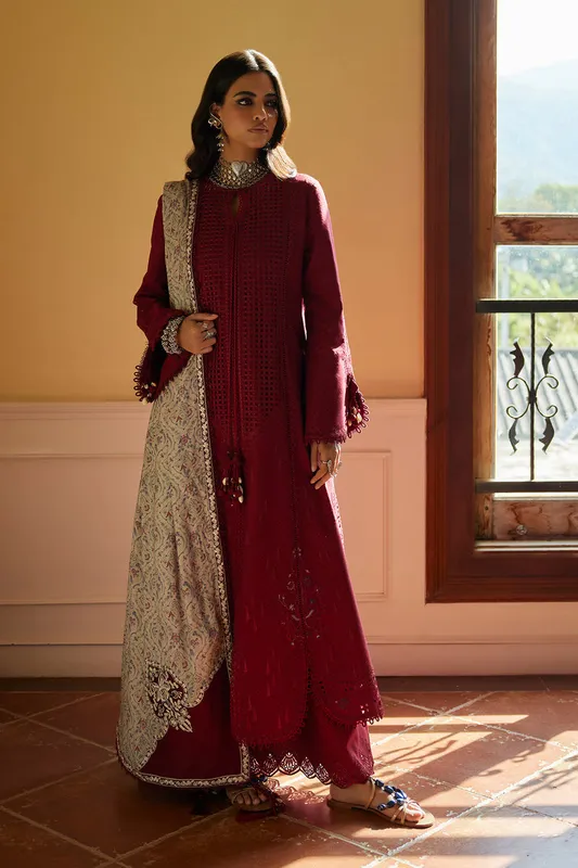 Summer Eid Pret 26 Red Cotton – view 1 – Poshaq