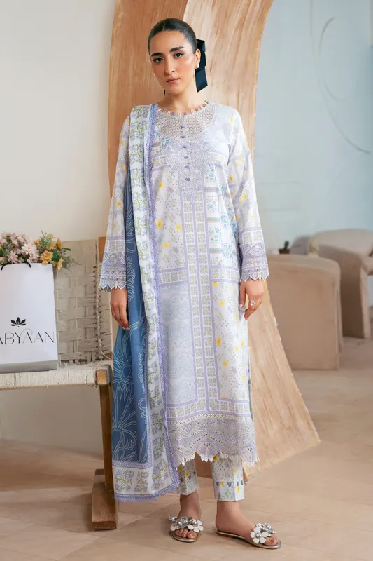 Aabyaan Print Luxe 26 Soft Lilac Dobby – view 1 – Poshaq