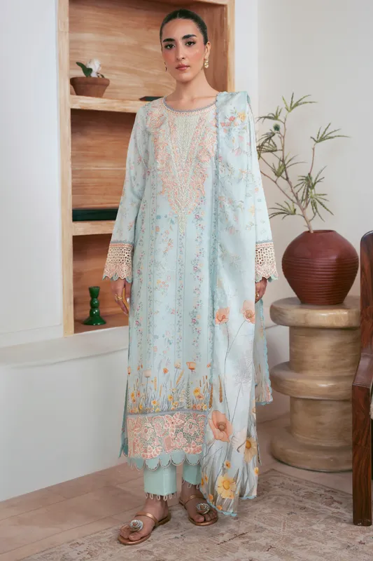 Aabyaan Print Luxe 26 Mint Dobby – view 1 – Poshaq