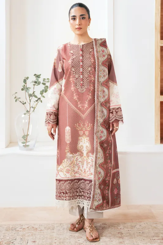 Aabyaan Print Luxe 26 Brownish Pink Dobby – view 1 – Poshaq