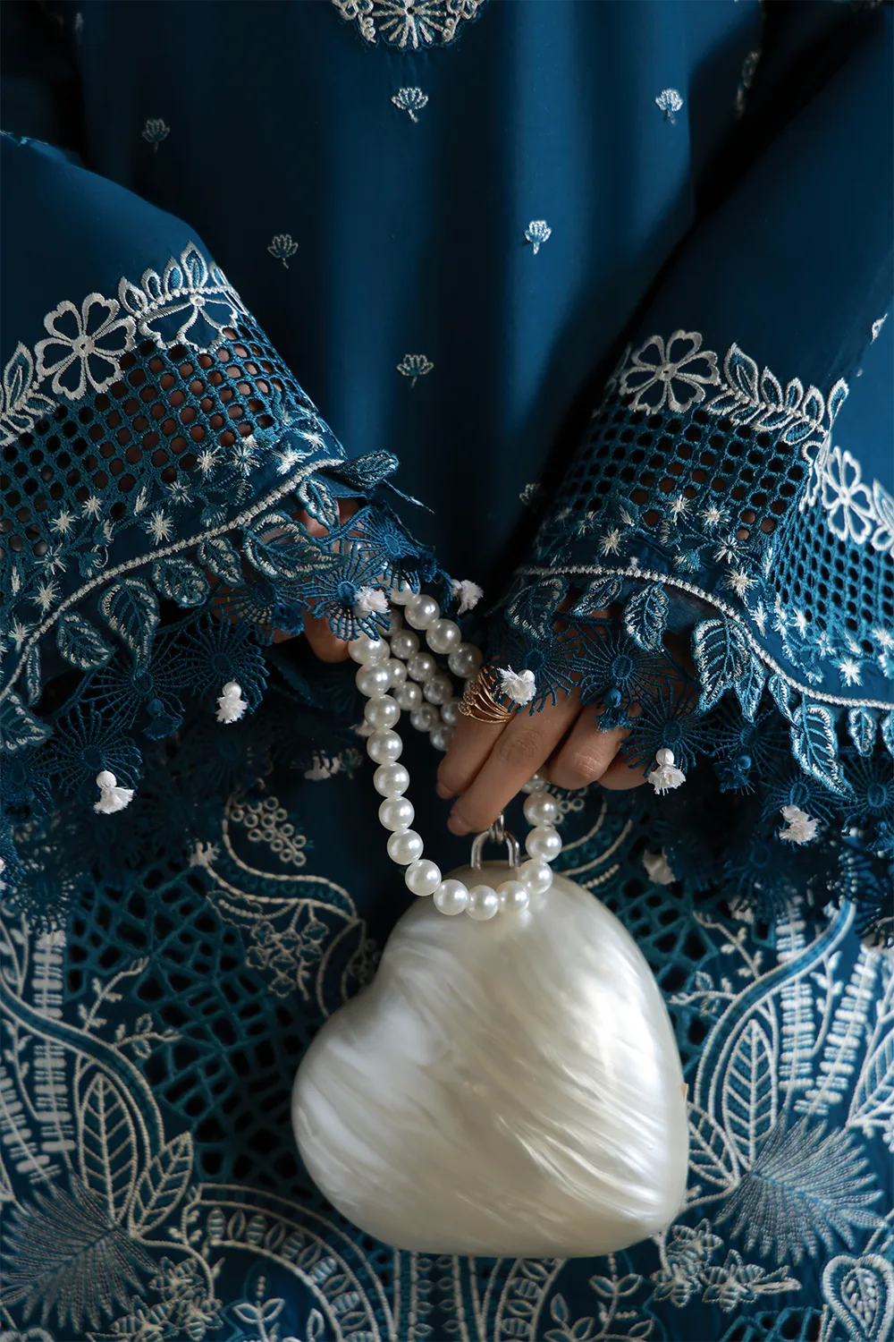 Aabyaan Saagar Luxury Festive Lawn 26 Deep Teal Chiffon – view 5 – Poshaq