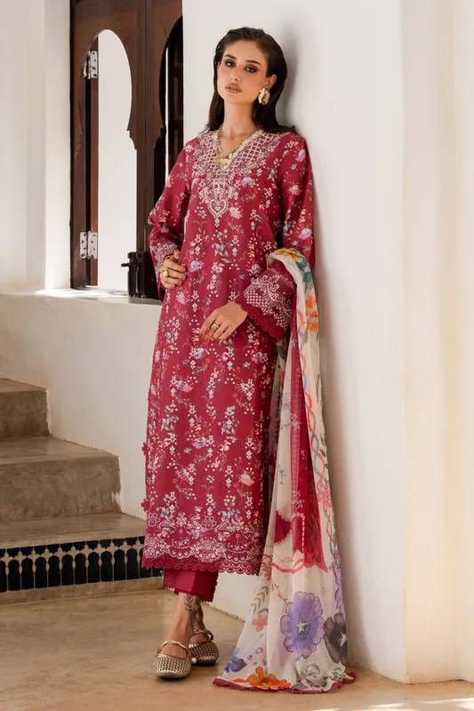 Aabyaan Shezlin Chikankari 26 Maroon Chiffon – view 1 – Poshaq