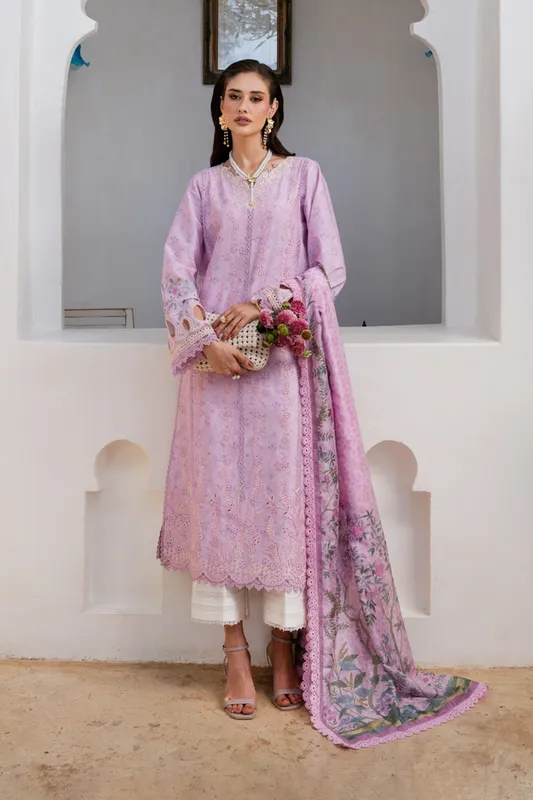 Aabyaan Shezlin Chikankari 26 Lilac Silk – view 1 – Poshaq
