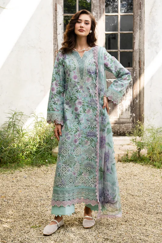 Aabyaan Shezlin Chikankari 26 Ice Blue Chiffon – view 1 – Poshaq