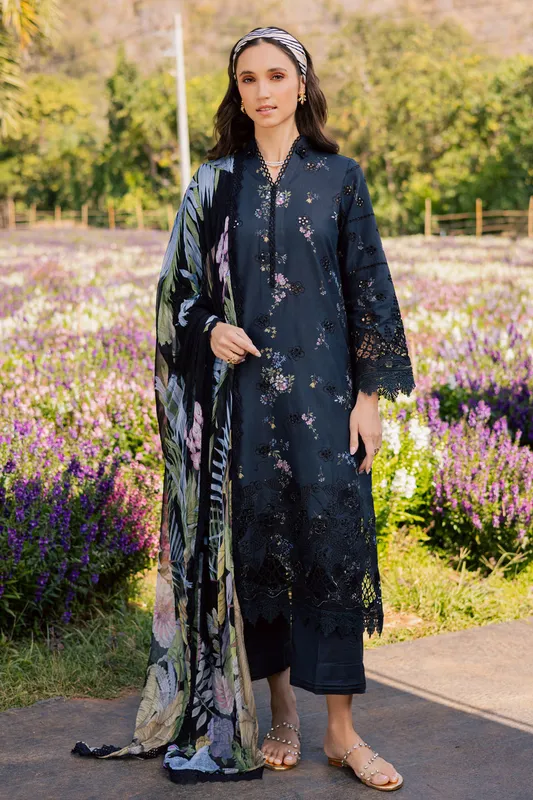 Aabyaan Shezlin Chikankari Eid Edit 26 Black Chiffon – view 1 – Poshaq