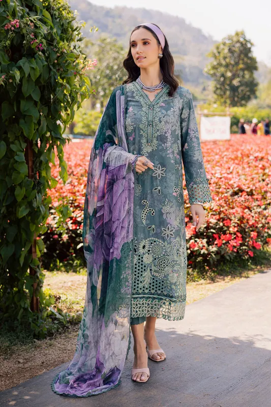 Aabyaan Shezlin Chikankari Eid Edit 26 Zinc Chiffon – view 1 – Poshaq