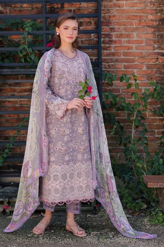 Aabyaan Shezlin Chikankari Eid Edit 26 Purple Gray Chiffon – view 1 – Poshaq