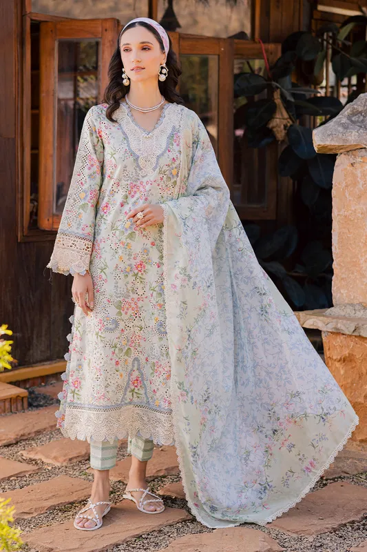 Aabyaan Shezlin Chikankari Eid Edit 26 Pale Sky Blue Silk – view 1 – Poshaq