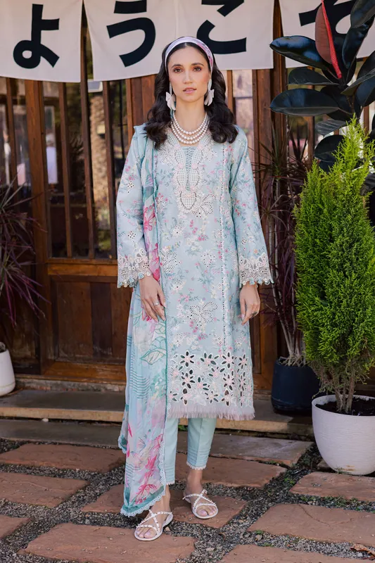 Aabyaan Shezlin Chikankari Eid Edit 26 Light Blue Chiffon – view 1 – Poshaq