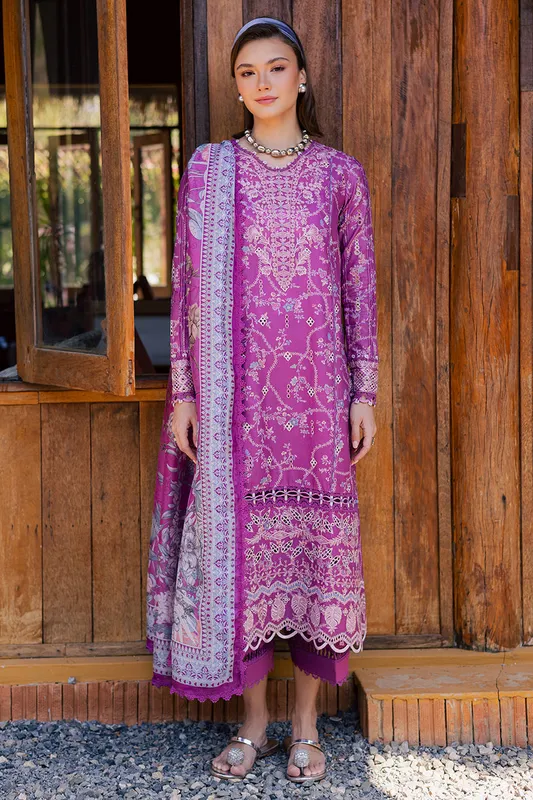 Aabyaan Shezlin Chikankari Eid Edit 26 Pinkish Purple Silk – view 1 – Poshaq
