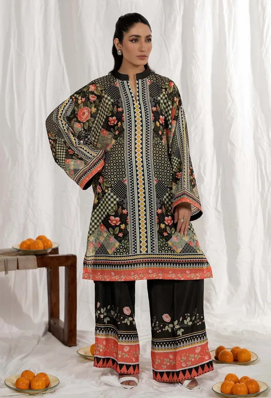Adans Libas Co Ords Sets Black Satin – view 1 – Poshaq