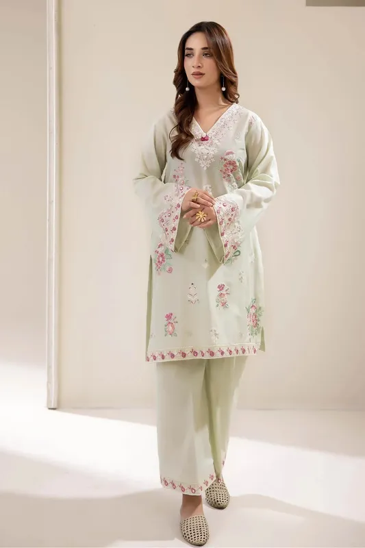 Adans Libas Embrodiered Co Ord Sets Mint Lawn – view 1 – Poshaq