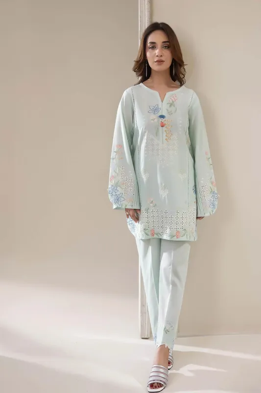 Adans Libas Embrodiered Co Ord Sets Mint Lawn – view 1 – Poshaq