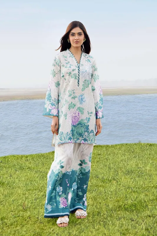 Adans Libas Embrodiered Co Ord Sets Off White Jacquard – view 1 – Poshaq