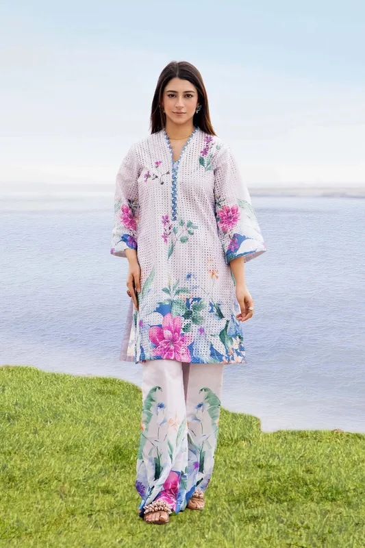 Adans Libas Embrodiered Co Ord Sets Off White Jacquard – view 1 – Poshaq