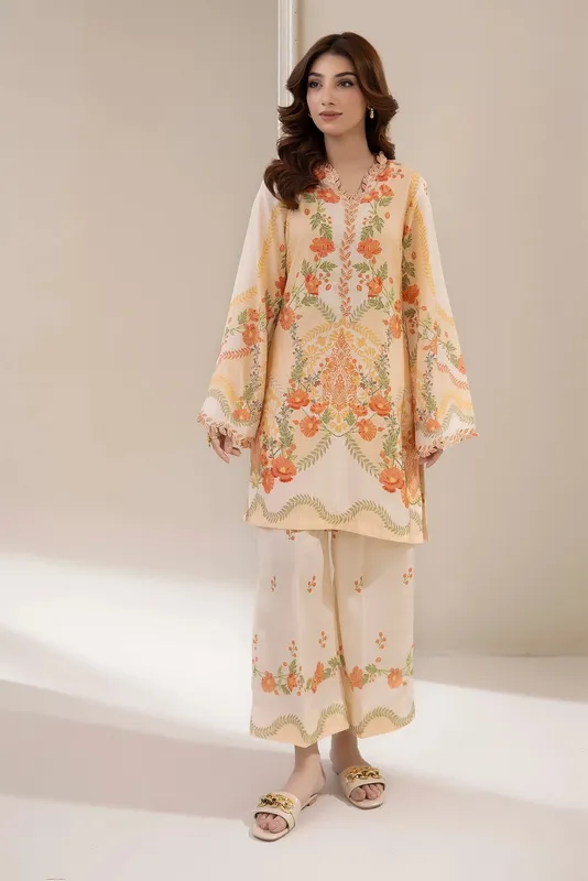Adans Libas Embrodiered Co Ord Sets Off White Lawn – view 1 – Poshaq